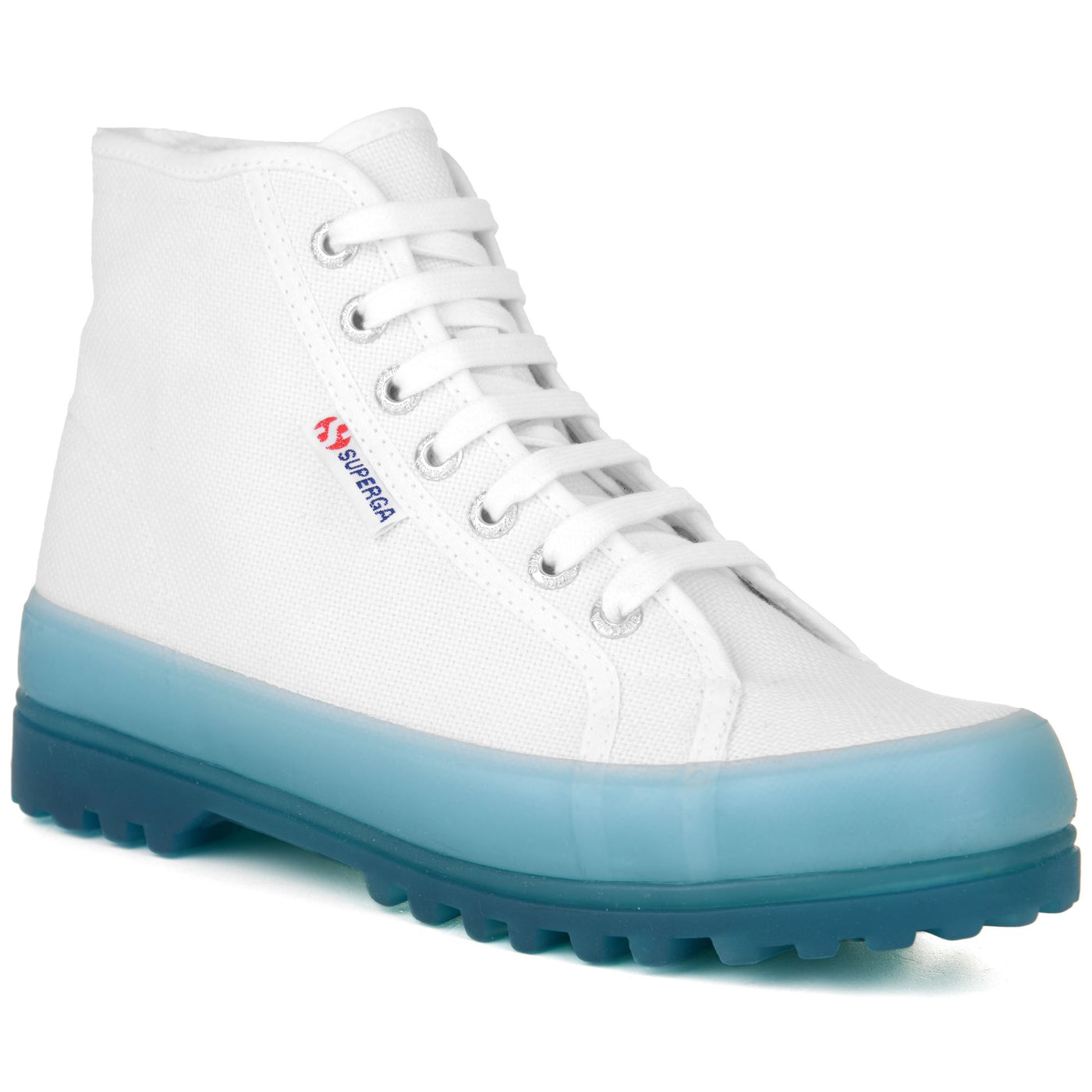 Ankle Boots Unisex 2341 ALPINA JELLYGUM COTU Laced WHITE-BLUE LT CRYSTAL Detail Double				