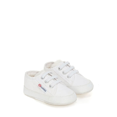 Sneakers Kid unisex 4006 BABY ECOFUR Low Cut WHITE Dressed Front (jpg Rgb)	