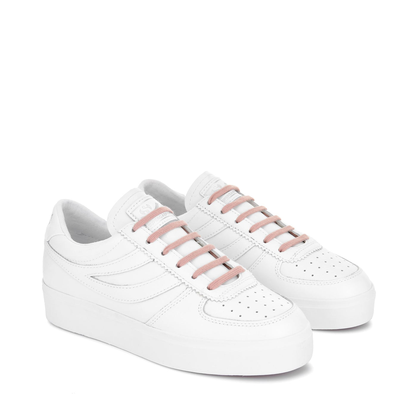 Sneakers Woman 2850 SEATTLE 3 COMFORT LEATHER Wedge WHITE-SILVER-PINK SMOKE Dressed Front (jpg Rgb)	