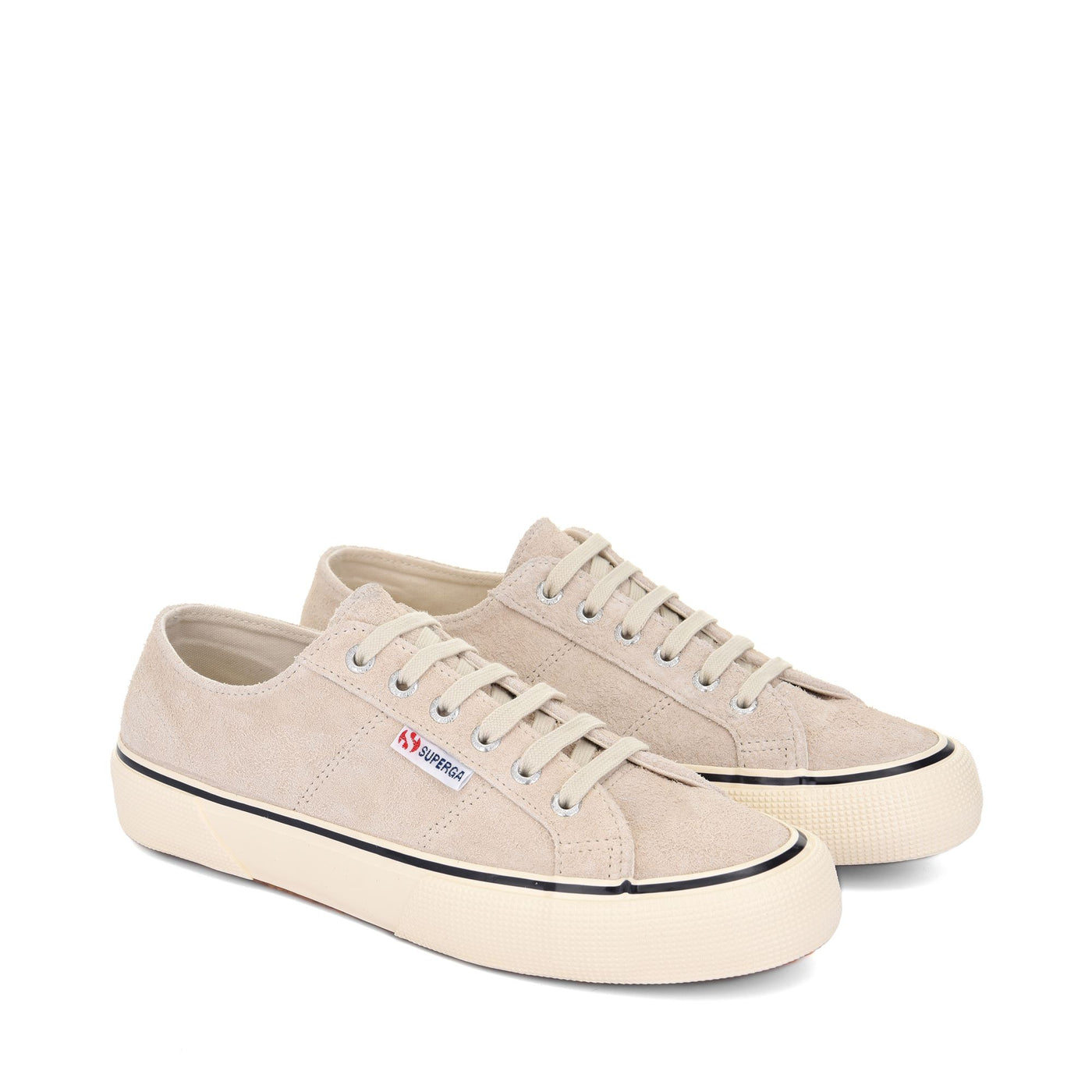 Le Superga Unisex 2490 BOLD HAIRY SUEDE Sneaker WHITE MILK Dressed Front (jpg Rgb)	