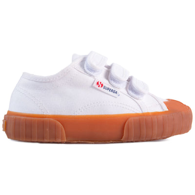 Sneakers Kid unisex 2980 KIDS STRAPS DRILL Low Cut WHITE Dressed Front (jpg Rgb)	