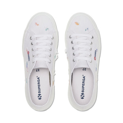 Le Superga Woman 2750 RIPPED MULTICOLOR COTTON Low Cut WHITE-MULTICOLOR SHADED PRINT Dressed Back (jpg Rgb)		