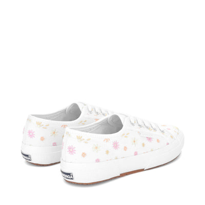 Le Superga Woman 2750 FLOWERS EMBROIDERY Low Cut WHITE-MULTICOLOR FLOWERS Dressed Side (jpg Rgb)		