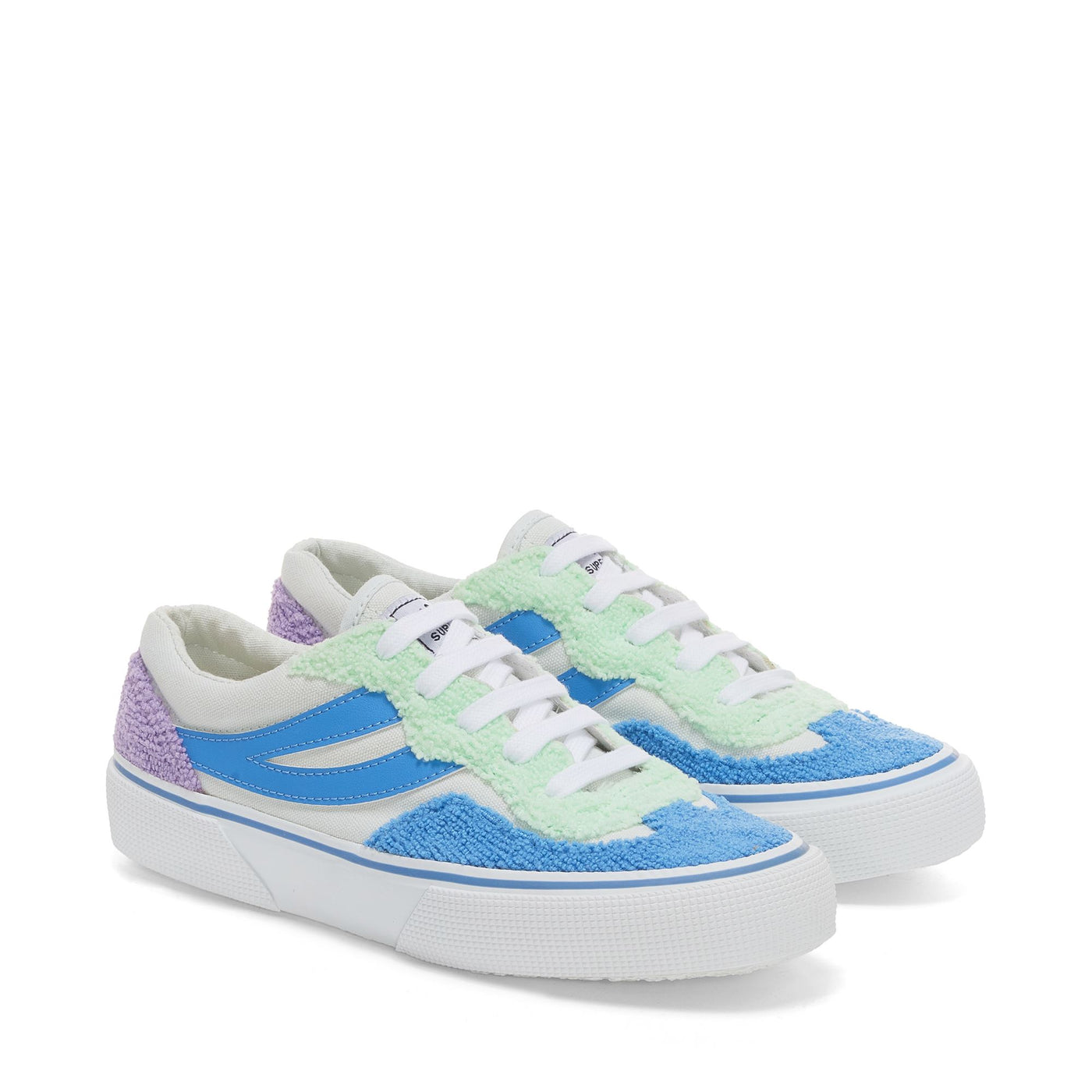 Sneakers Woman 2941 REVOLLEY TERRY CLOTH Low Cut AZURE ICE-VIOLET LILLA-GREEN LT-BLUE LT Dressed Front (jpg Rgb)	