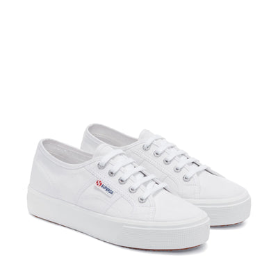 Le Superga Unisex 2730 MID PLATFORM Sneaker WHITE Dressed Front (jpg Rgb)	