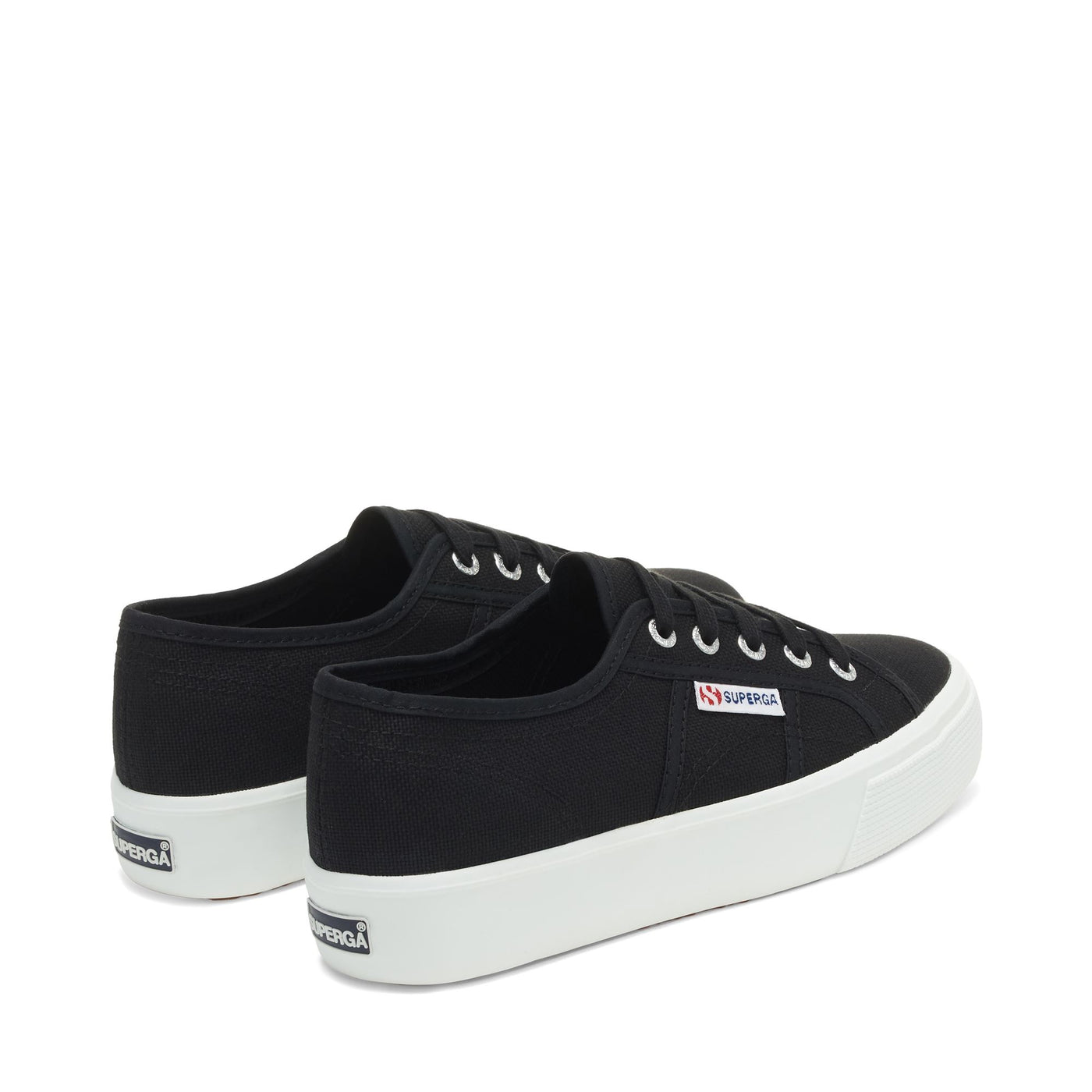 Le Superga Unisex 2730 MID PLATFORM Sneaker BLACK-FWHITE Dressed Side (jpg Rgb)		