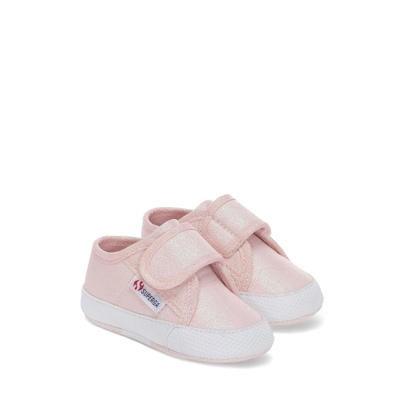 Sneakers Girl 4006 BABY STRAP LAME Low Cut PINK ISH IRIDESCENT Dressed Front (jpg Rgb)	
