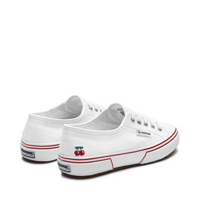 Le Superga Unisex 2750 CHERRY BACK Low Cut WHITE - RED BERRY Dressed Side (jpg Rgb)		
