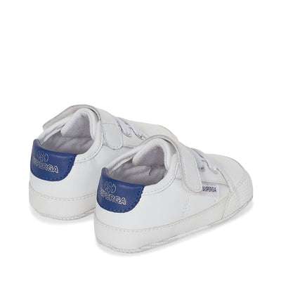 Sneakers Boy 4006 BABY FAUX LEATHER Low Cut WHITE-BLUE ROYAL Dressed Side (jpg Rgb)		