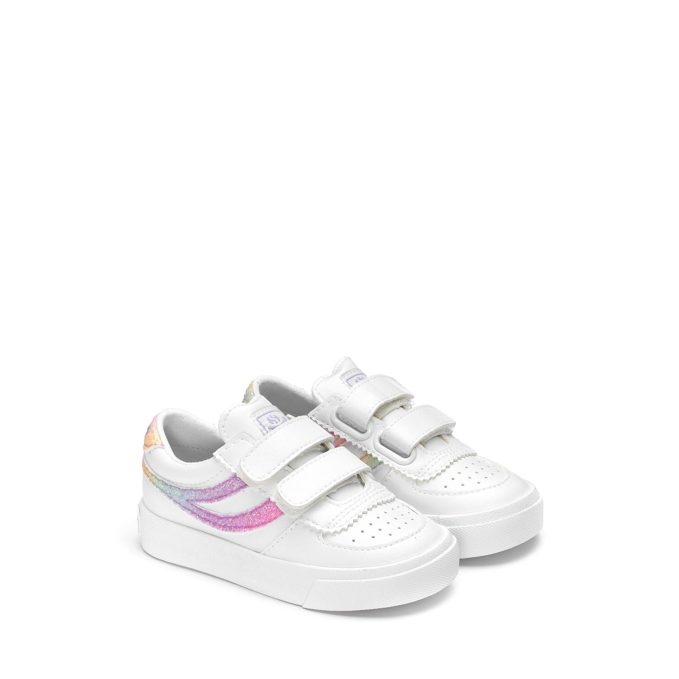 Sneakers Girl 2846 KIDS SEATTLE STRAPS IRIDESCENT Low Cut WHITE-PINK PASTEL MULTICOLOR Dressed Front (jpg Rgb)	