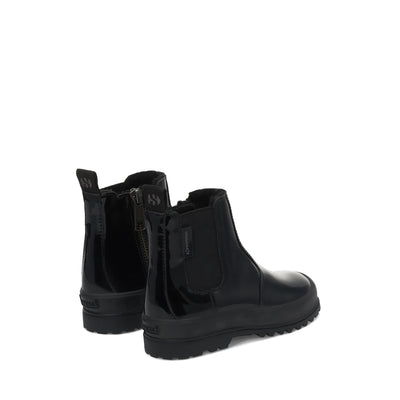 Ankle Boots Girl 2666 KIDS ALPINA FAUX SHINY LEATHER Zip TOTAL BLACK Dressed Side (jpg Rgb)		