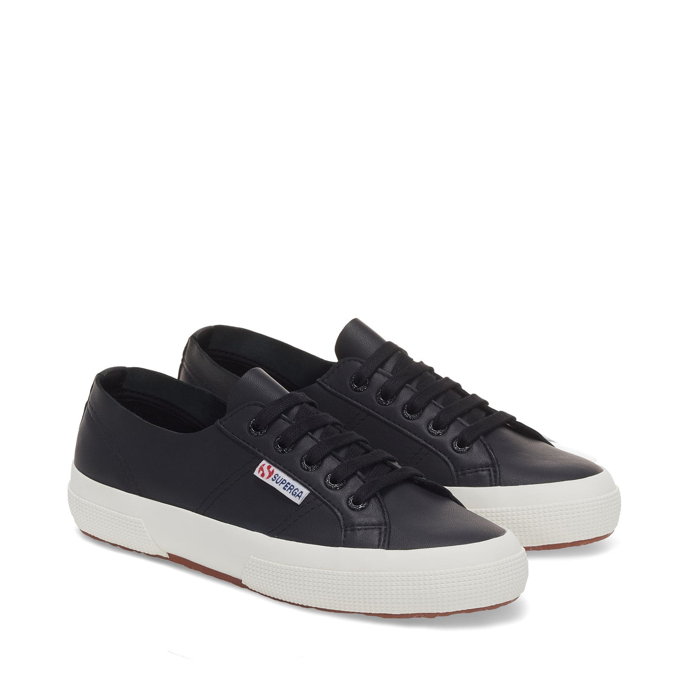 Le Superga Woman 2750 UNLINED NAPPA Sneaker BLACK-FAVORIO Dressed Front (jpg Rgb)	