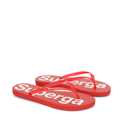 Slippers Woman 4121 FLIP FLOPS NEON Flip-Flop RED FLUO LOGO Dressed Front (jpg Rgb)	