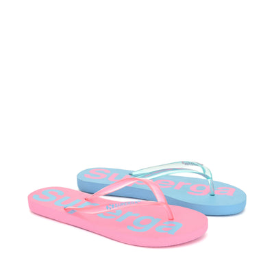 Slippers Woman 4121 FLIP FLOPS NEON Flip-Flop BLUE FISH-COTTON CANDY TRASP Dressed Front (jpg Rgb)	