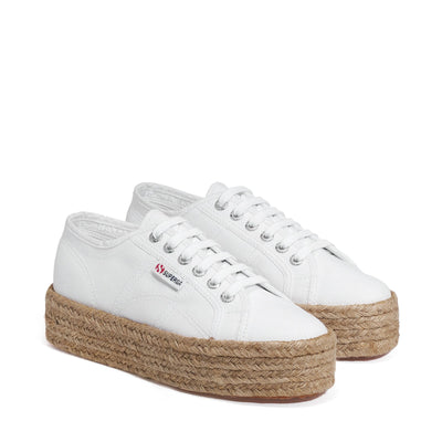 Lady Shoes Woman 2790 ROPE Wedge WHITE Dressed Front (jpg Rgb)	