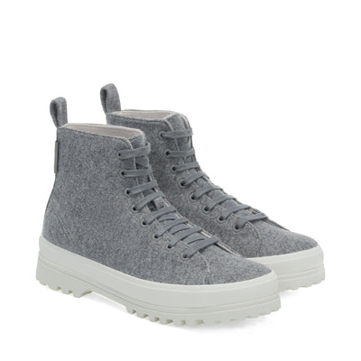 Ankle Boots Woman 2644 ALPINA FELT Laced LT GREY-F AVORIO Dressed Front (jpg Rgb)	
