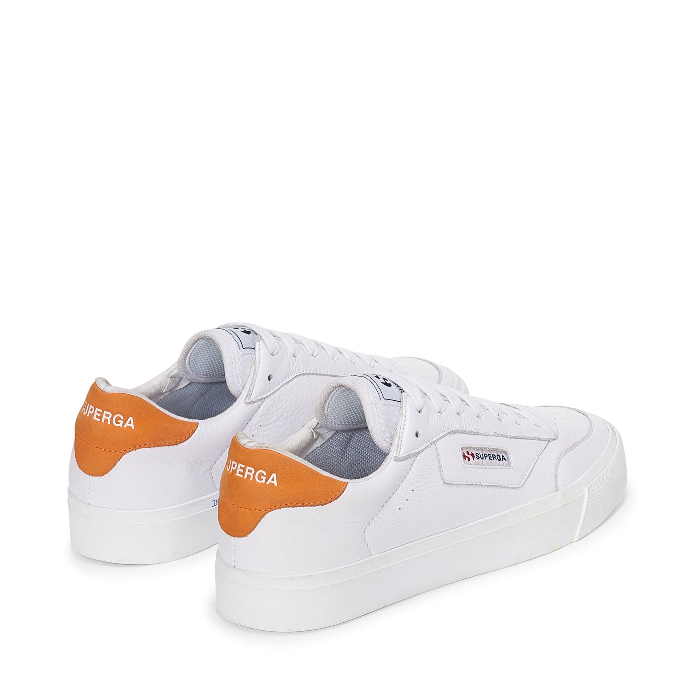 Sneakers Unisex 3843 COURT Low Cut WHITE-ORANGE Dressed Side (jpg Rgb)		