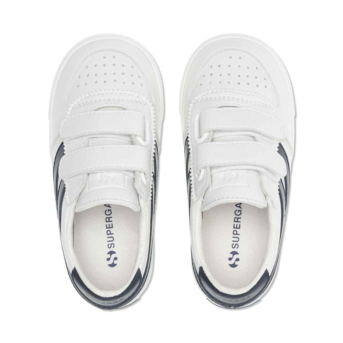 Sneakers Kid unisex 2846 KIDS SEATTLE STRAPS VEGAN FAUX  LEATHER Low Cut WHITE-BLUE GREY DK | superga Dressed Back (jpg Rgb)		