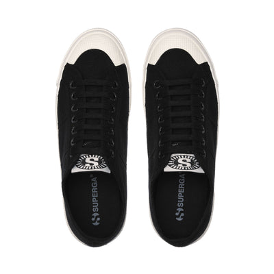 Le Superga Unisex 2390 MILITARY 7 EYELETS Sneaker BLACK-WHITE AVORIO Dressed Back (jpg Rgb)		