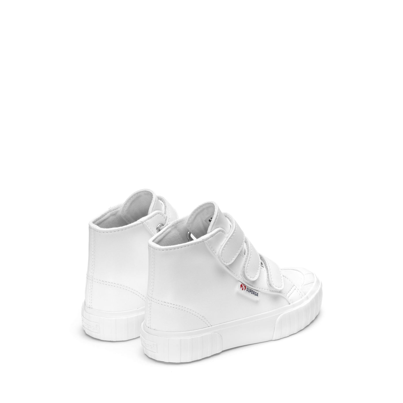 Sneakers Kid unisex 2696 KIDS STRIPE STRAPS FAUX LEATHER Mid Cut WHITE Dressed Side (jpg Rgb)		