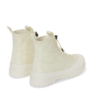 Ankle Boots Woman 2644 ALPINA QUILTED NYLON Laced BEIGE NATURAL-F AVORIO Dressed Side (jpg Rgb)		