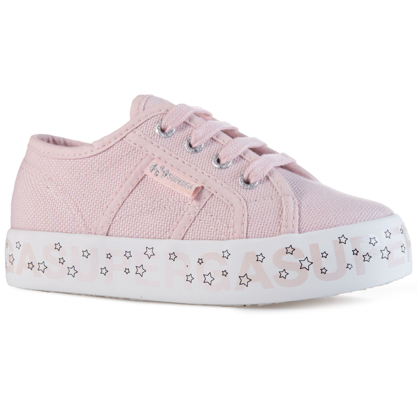 Lady Shoes Girl 2730 KIDS LETTERING PRINTED PLATFORM Wedge PINK PALE LILAC-BLACK STARS Detail Double				