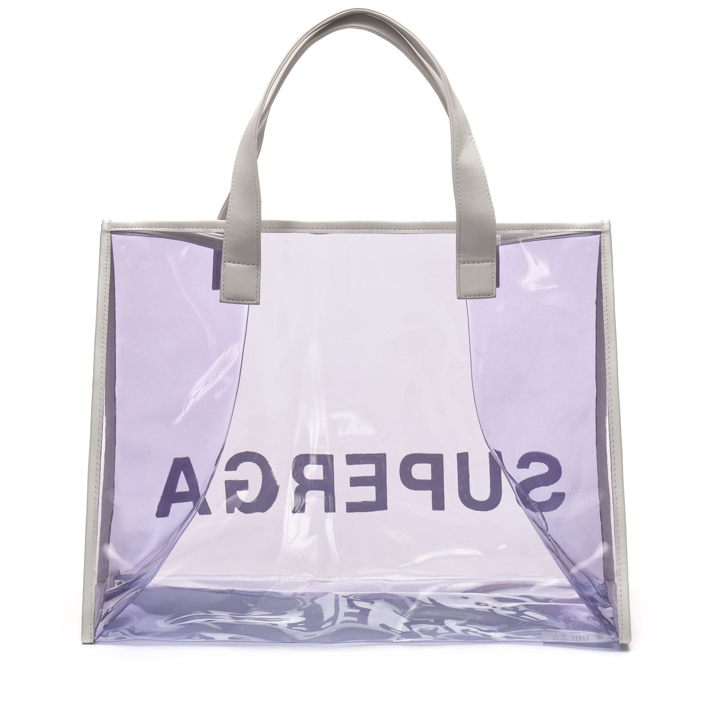 Bags Woman TRANSPARENT SHOPPING BAG Shopping Bag WHITE AVORIO-VIOLET LILLA Dressed Side (jpg Rgb)		