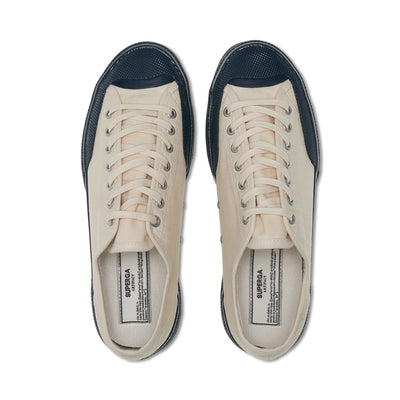Sneakers Man 2432 TWISTED HERRINGBONE Low Cut OFF WHITE-BLUE PETROL Dressed Back (jpg Rgb)		